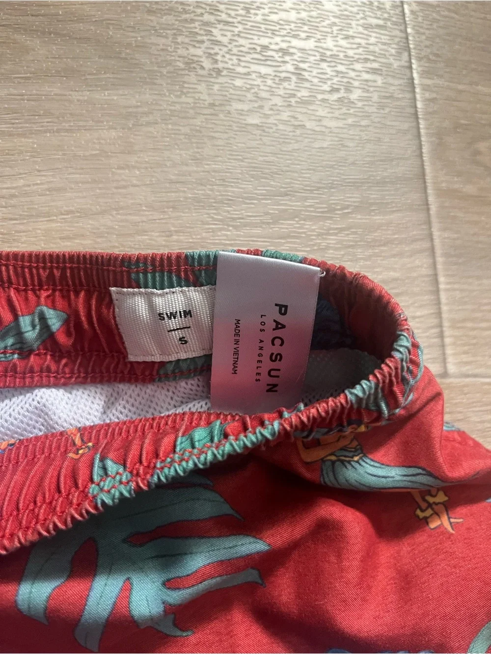 Pacsun Red & Blue Floral Hawaiian Swim Trunks - Size S